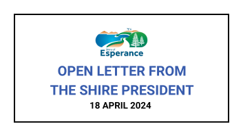 Shire President Open Letter to the Esperance Community