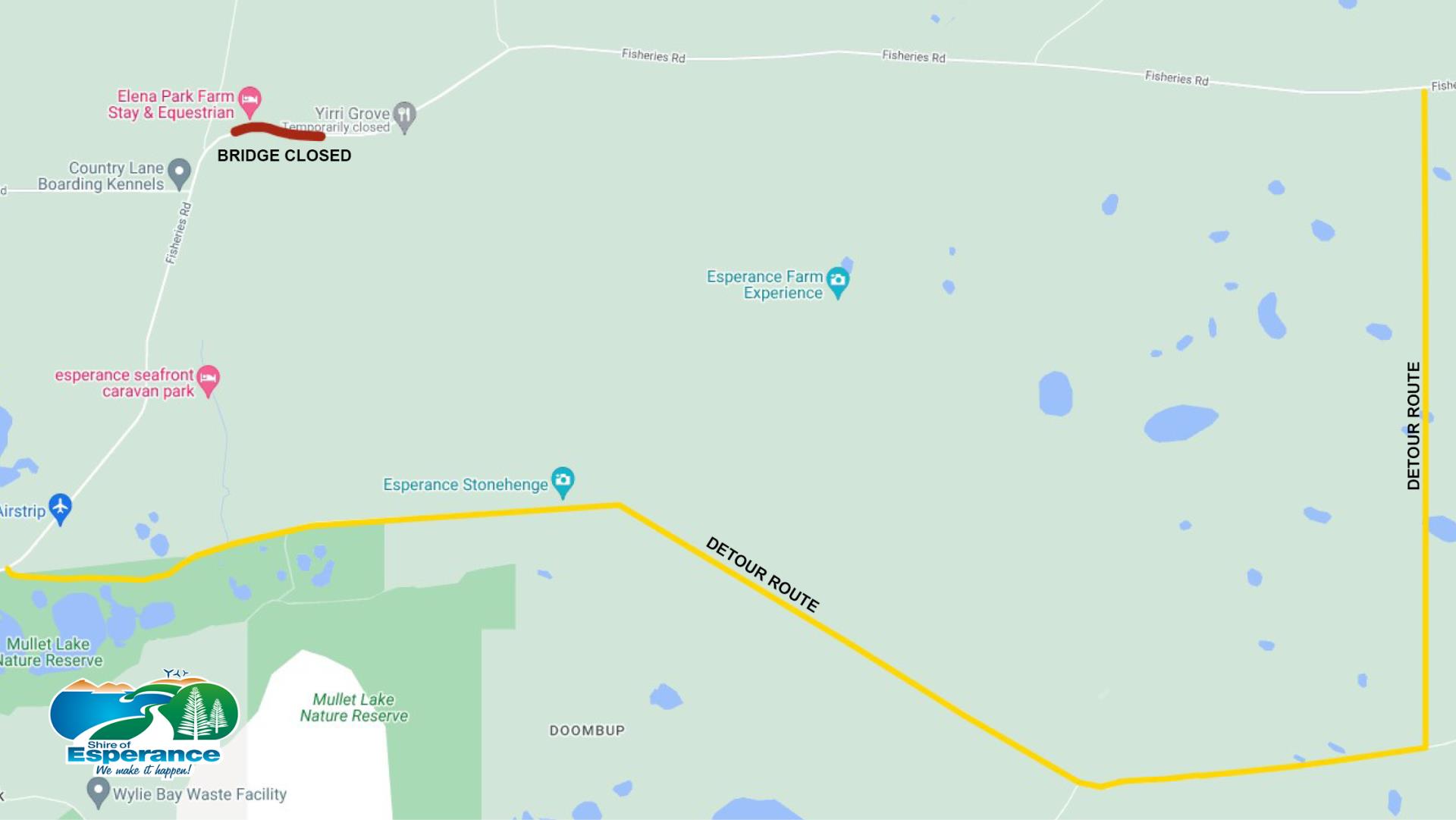 fisheries road closed map